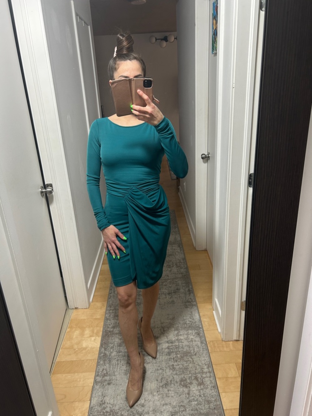 BCBG MaxAzria Teal Draped Dress